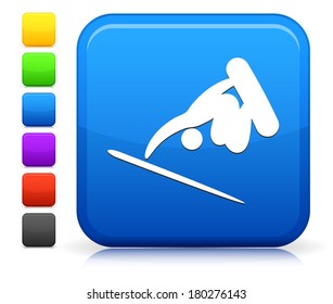 Skateboard Icon on Square Internet Button Collection