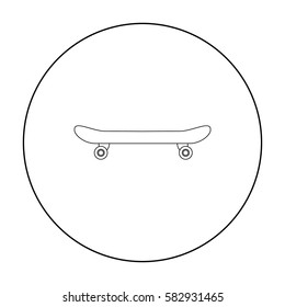 Skateboard icon in outline style isolated on white background. Park symbol stock vector illustration.