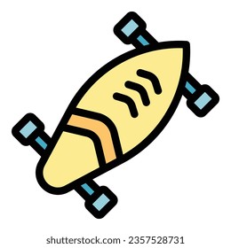 Skateboard icon outline vector. Skate board. Deck texture color flat