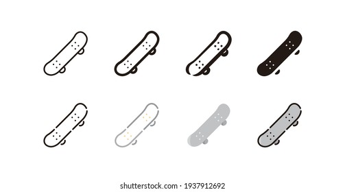 Skateboard Icon Set (8 different style vector icon set)
