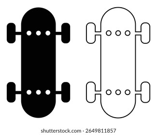 Skateboard icon set. Modern outline skate board icon isolated on white background. Skateboard icon, vector illustration silhouette symbol website graphic design. Vector illustration.