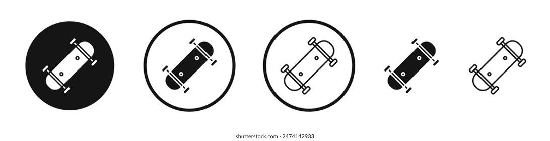 Skateboard Icon Set Skater and skate board vector symbol showcasing the sport of skateboarding.