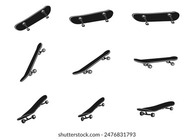 Skateboard icon set. vector illustration isolated on white background.