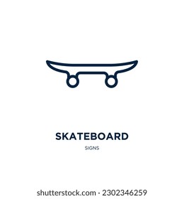 skateboard icon from signs collection. Thin linear skateboard, activity, street outline icon isolated on white background. Line vector skateboard sign, symbol for web and mobile