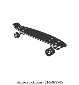 Skateboard Icon Silhouette Illustration. Skate Board Vector Graphic Pictogram Symbol Clip Art. Doodle Sketch Black Sign.