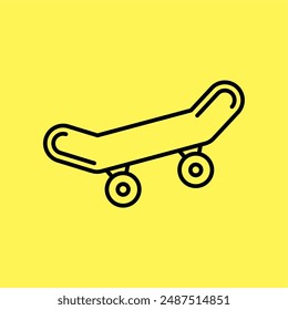 skateboard icon simple, line vector isolated on yellow background. trendy and modern design