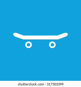 Skateboard icon, simple white image isolated on blue background