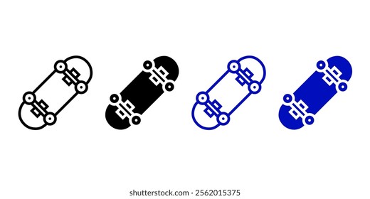 Skateboard icon. Skater sign. Extreme sport hobby symbol. Skate trick pictogram.