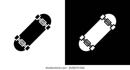 Skateboard icon in solid flat trendy design style.