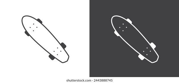 Skateboard icon, Sport equipments flat icon. Modern sport equipments vector illustration in  black and white background.