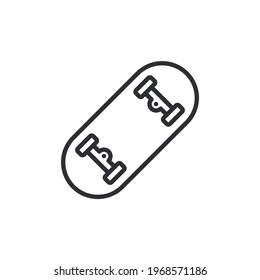 Skateboard icon. Skateboard symbol. Flat design. Side modern skateboard icon. Outline side modern skateboard vector icon for web design isolated on white background