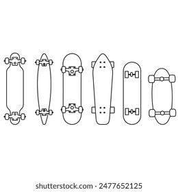 Skateboard icon vector set. Sport illustration sign collection. Board symbol or logo.