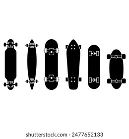 Skateboard icon vector set. Sport illustration sign collection. Board symbol or logo.