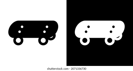 Skateboard. Icon in White and Black Version.