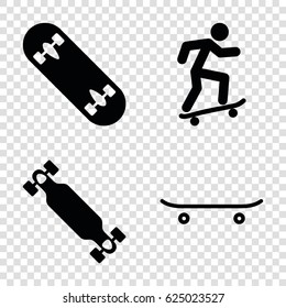 Skateboard icons set. set of 4 skateboard filled icons such as skateboard