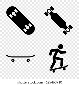 Skateboard icons set. set of 4 skateboard filled icons such as skateboard