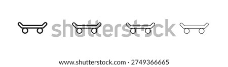 Skateboard icons set. Set of line vector icon with editable stroke