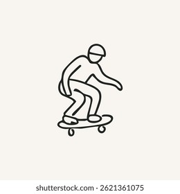 skateboard illustration for logo or tattoo. Mix of skateboard poses and other elements, elegant skateboard elements. Minimal line art drawing for print, cover or wallpaper