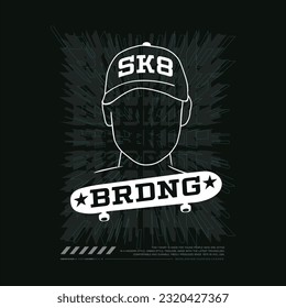Skateboard illustration typography. perfect  design.