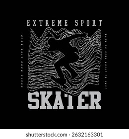Skateboard Illustration typography for t shirt, poster, logo, sticker, or apparel merchandise