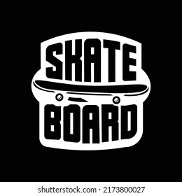 Skateboard illustration vector design with black and white color theme for logo and icon
