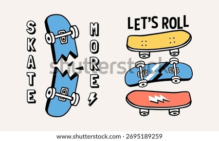 Skateboard illustration. Vector graphic for t-shirt prints, posters, and other uses.	
