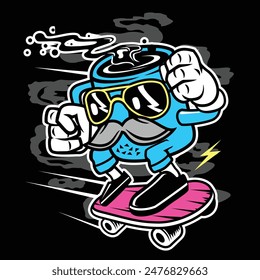Skateboard-Illustration Vektorgrafik Bild geeignet für die Verwendung als Pamphlet-Symbol, Aufkleber oder Bild auf T-Shirts und so weiter