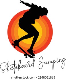 Skateboard jumping vector illustration, skateboard icon.