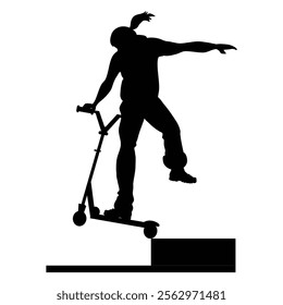 Skateboard, Kick Scooter, Bike, and Roller Skate Silhouettes Dynamic Action