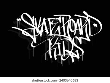SKATEBOARD KIDS word graffiti tag style