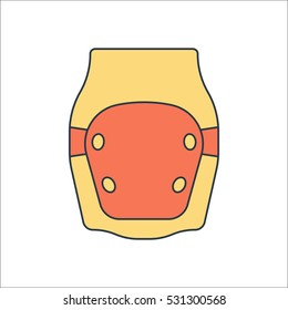 Skateboard Knee Pad or protector symbol sign flat icon on background