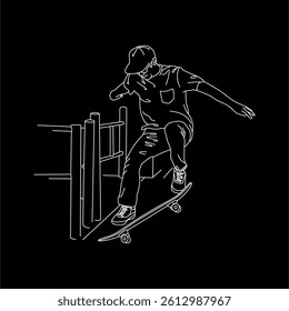 skateboard line art style vector