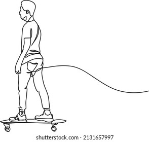 Skateboard Linie Zeichenkette, Mann spielen Skateboard.