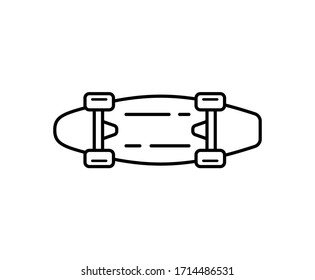 Skateboard line icon isolated on white background. Outline style. Minimal skate board design. Vector illustration.