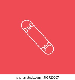 Skateboard Line Icon On Red Background