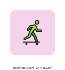 Skateboard line icon. Skate board, skater, wheel. Active lifestyle concept. Can be used for topics like extreme sport, urban activity, youth.