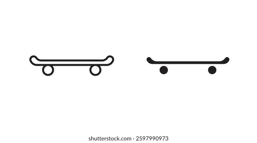 Skateboard line icon vector set.