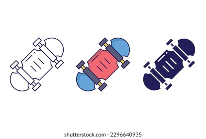Skateboard line and solid illustration icon