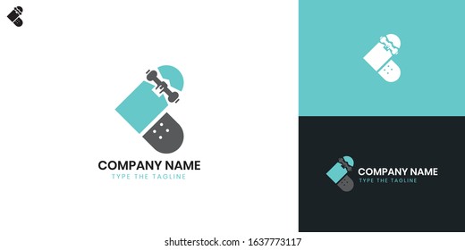 Skateboard Logo - All elements on this template are editable with vector software