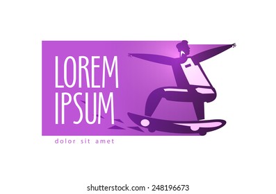 skateboard logo design template. sports or  entertainment icon.