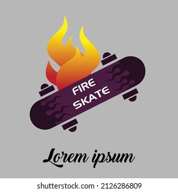Skateboard-Logo. Feuerrochen einzeln auf grauem Hintergrund, Vektorgrafik.
