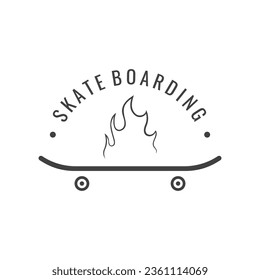 Skateboard Logo Flat Design with Minimalist Concept Isolated on White Background.