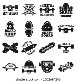 Skateboard logo set. Simple set of skateboard vector logo for web design on white background