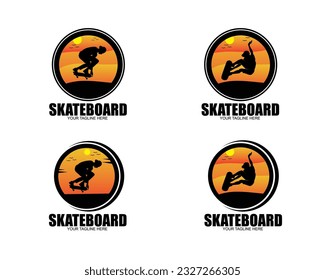 Skateboard logo silhouette set collection
