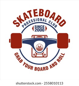 Skateboard logo vector illustration in flat design design suitable for skateboard club, community, T shirt design,
skateboard apparel store