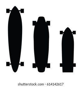 skateboard and longboard object vector silhouette black 