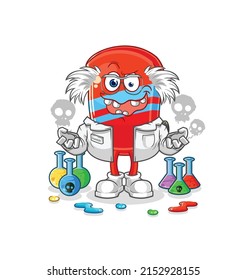 the skateboard mad scientist illustration. character vector