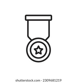 Skateboard Medal Outline Icon Vector Illustration