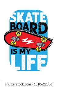 skateboard is my life colorful poster graphic shirt kids apparel