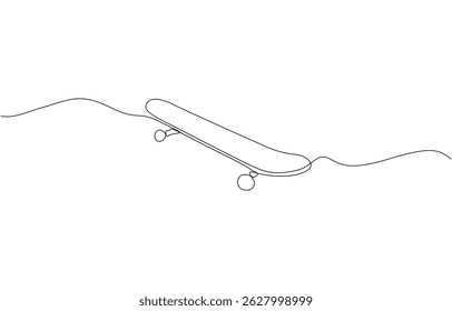 Skate uma arte de linha. desenho de linha contínua do esporte, desenho de uma linha contínua do skate na rua estrada. Ilustração de desenho de uma linha de skate. 